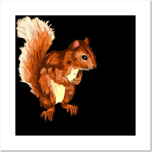 Cute Squirrel Unique Hand Drawn Art Gift Lover Graphic Posters and Art